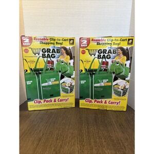 Grab Bag Reusable Shopping Bags - Green Telebrands 2 Boxes Contain 4 Bags